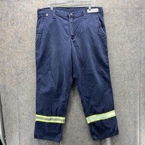 Carhartt Pants Mens 38x30 Navy FR Reflective Chino Workwear CAT 2 NFPA 2112